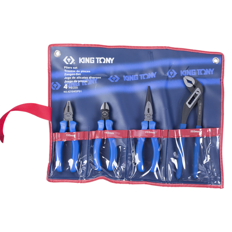 KING TONY Набор пассатижей, плоскогубцев и бокорезов, 4 предмета 42104GP01