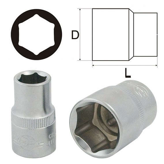 Головка 17мм 3/8" 6-гранная матовая AIST 311117C-X