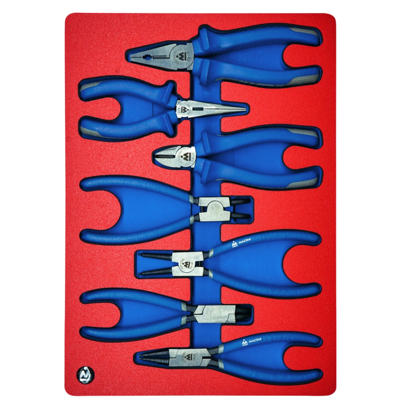 МАСТАК Набор съемников стопорных колец, пассатижей и бокорезов, ложемент, 7 предметов 5-3307