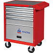 МАСТАК Тележка инструментальная серии «ОПТИМА», 4 полки и отсек, красная